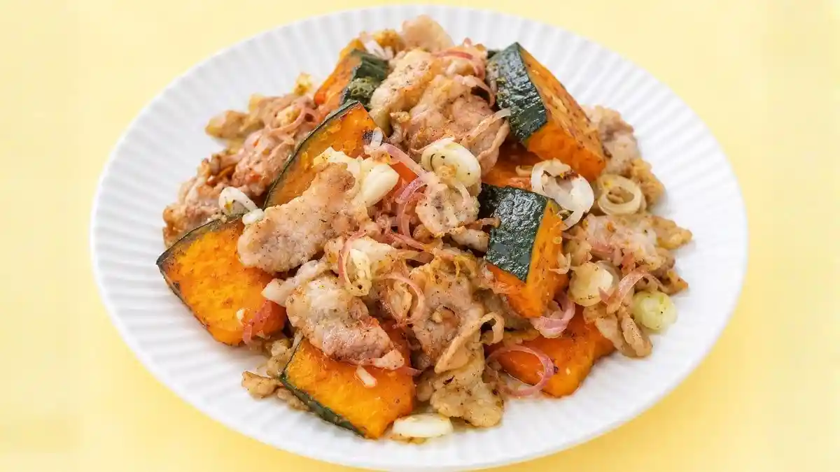かぼちゃと豚肉の柚子胡椒炒め