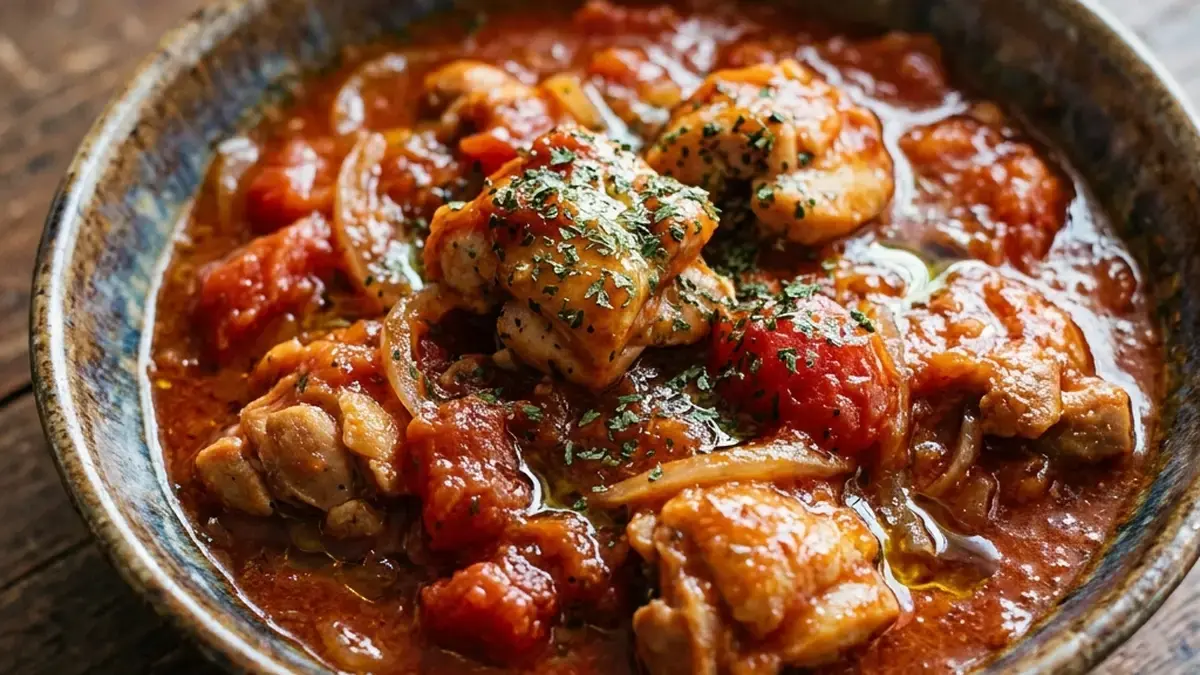 レンジで作る！チキンのトマト煮