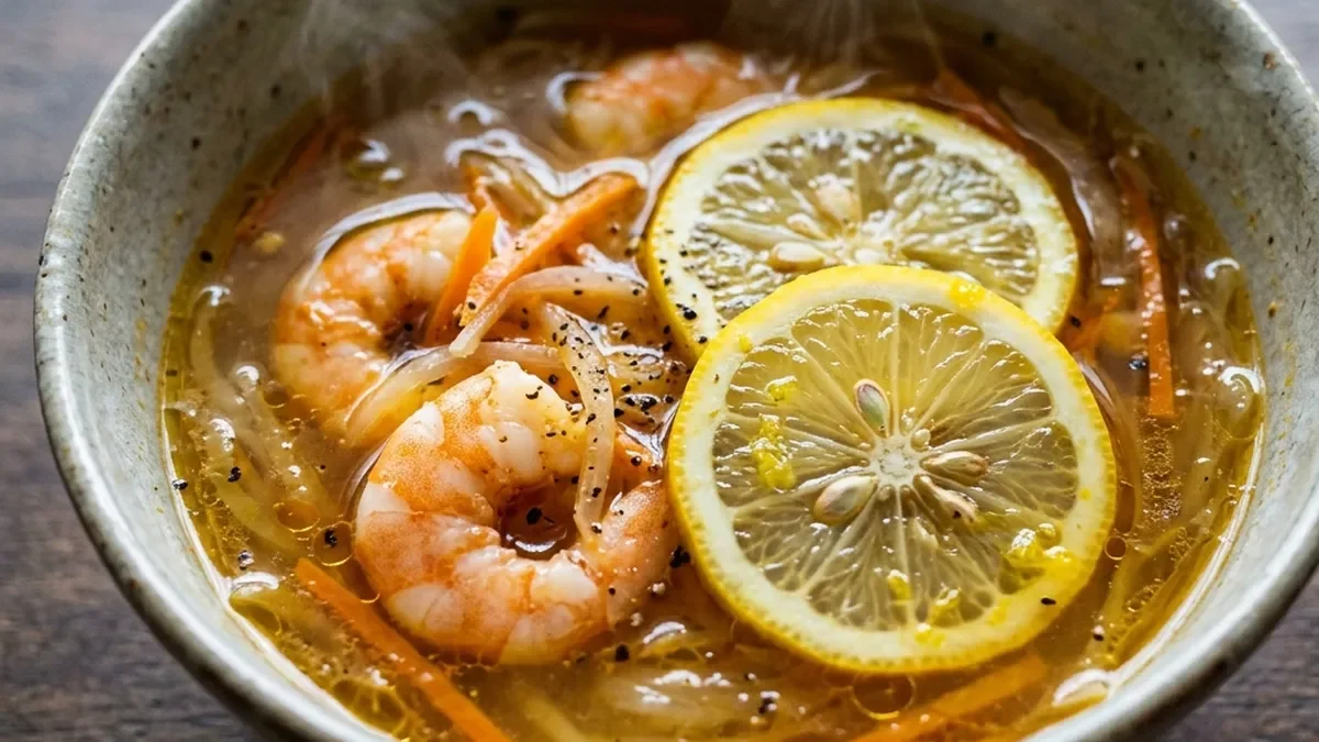 えびのレモン風味スープ