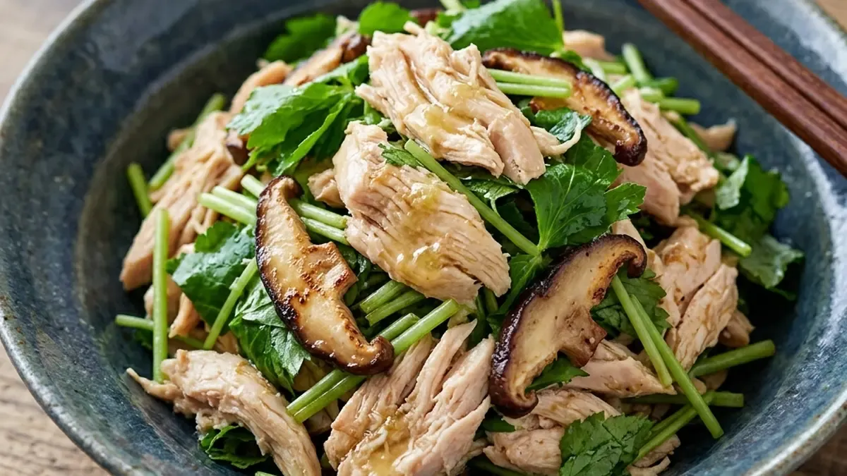鶏むね肉とみつばのわさび酢あえ