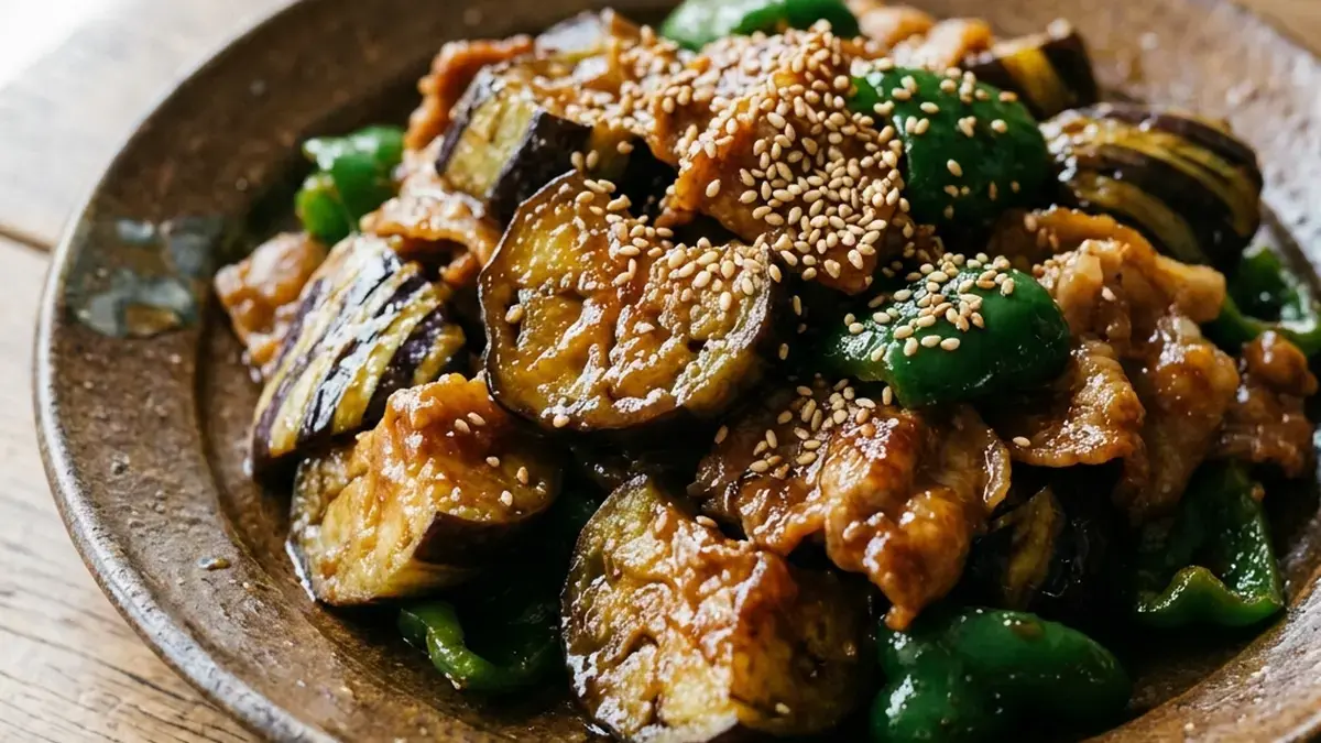 なすと豚肉のしぎ焼き