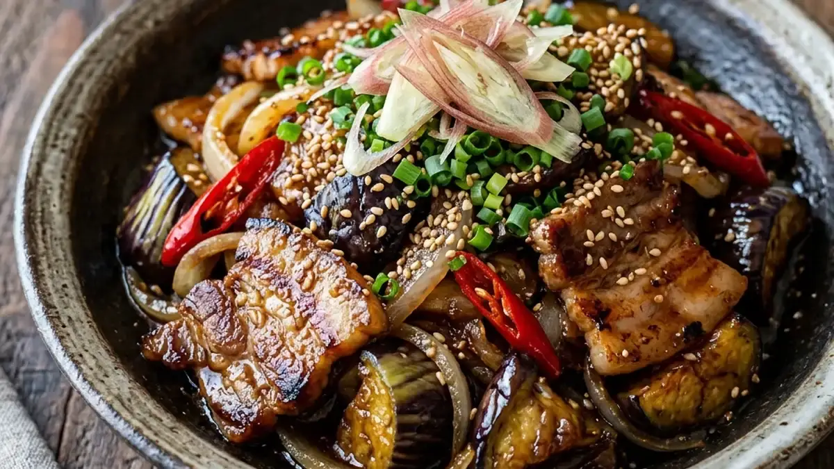 豚肉となすの甘辛炒め
