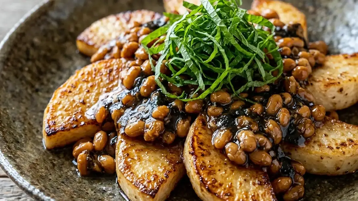 焼き長芋の納豆じょうゆかけ