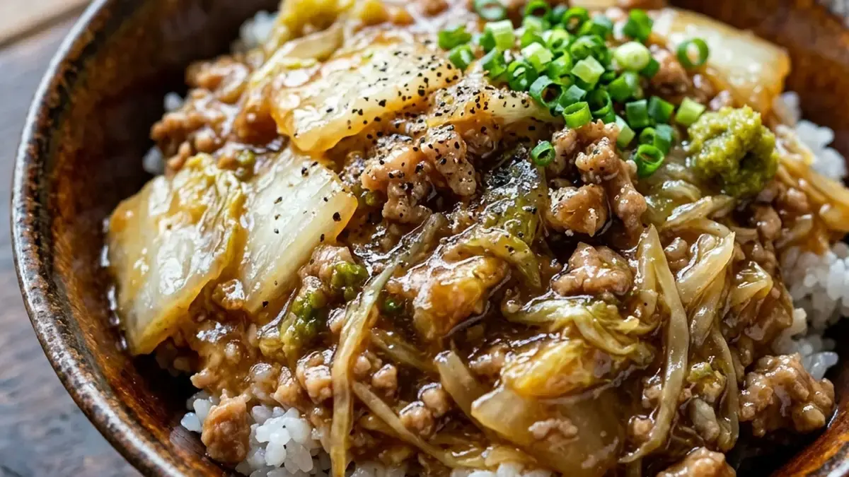 白菜とひき肉の柚子こしょう丼