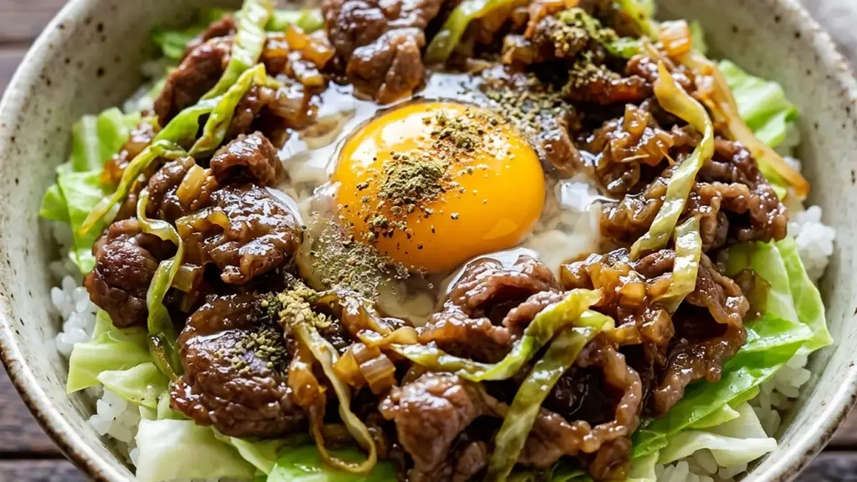 春キャベツのすき焼き丼