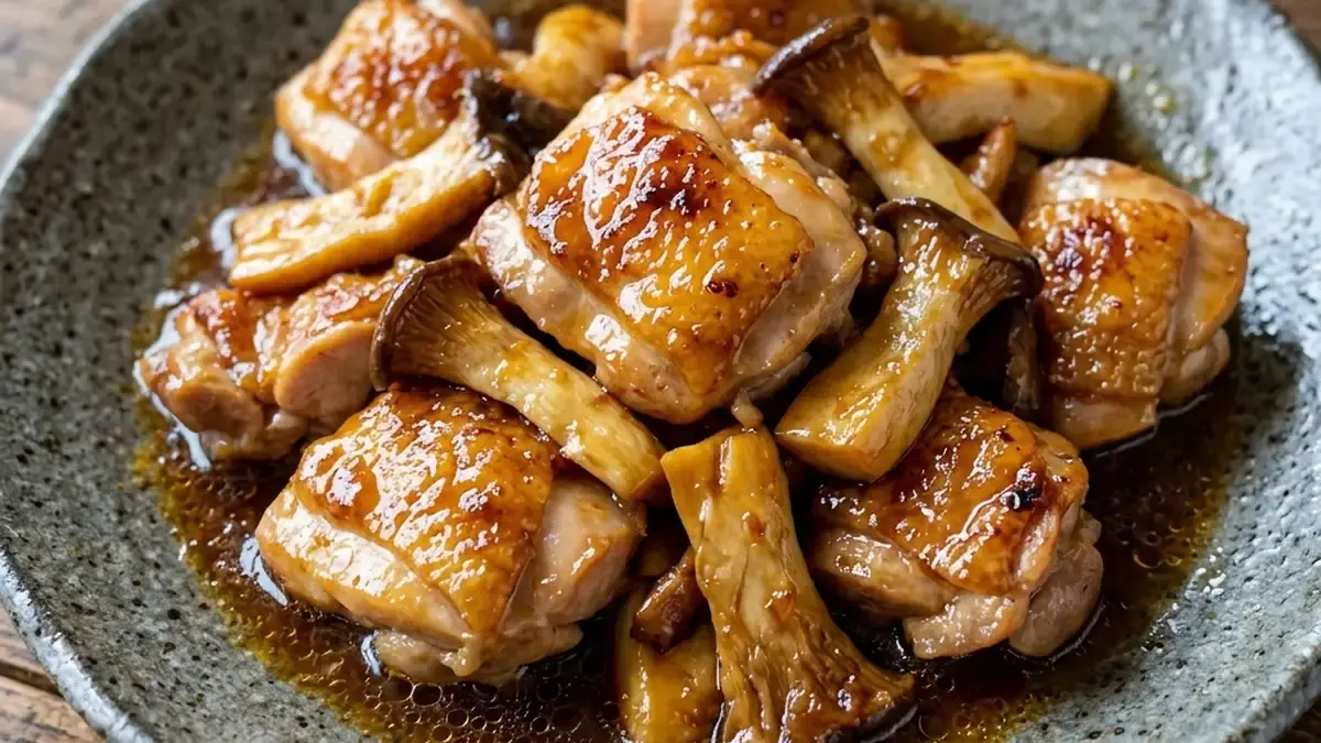 鶏肉とエリンギのみかん幽庵焼き