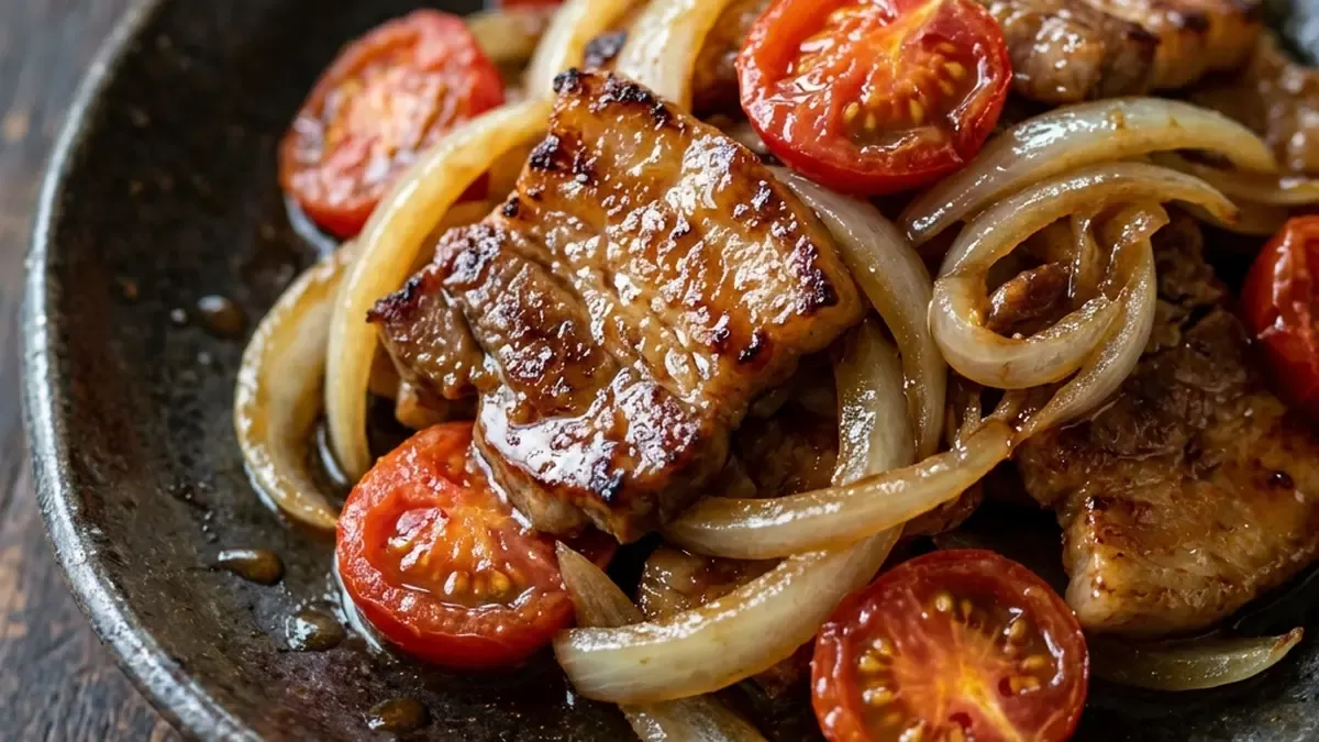 新たまと豚肉のしょうが焼き