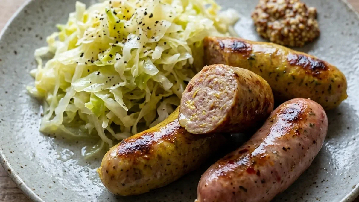 レンジｄｅソーセージとザワークラウト風