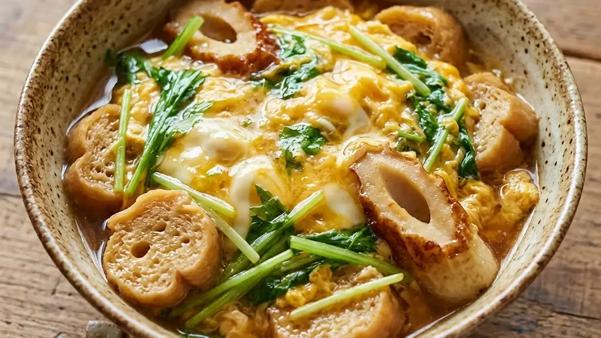 ちくわと麩の卵とじ