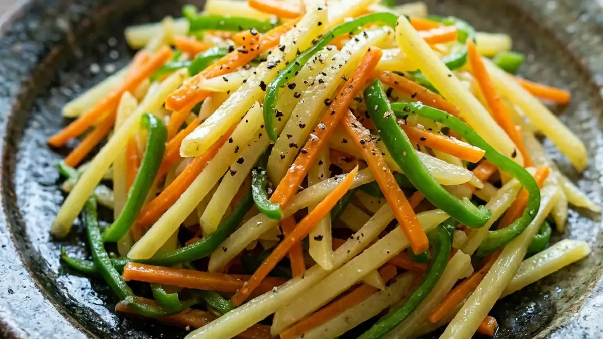 新じゃがと新にんじんのせん切り炒め