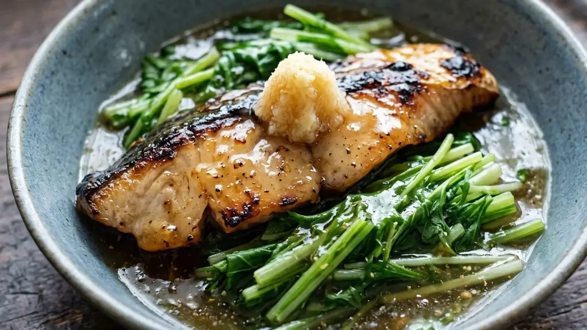 水菜とぶりのあんかけ