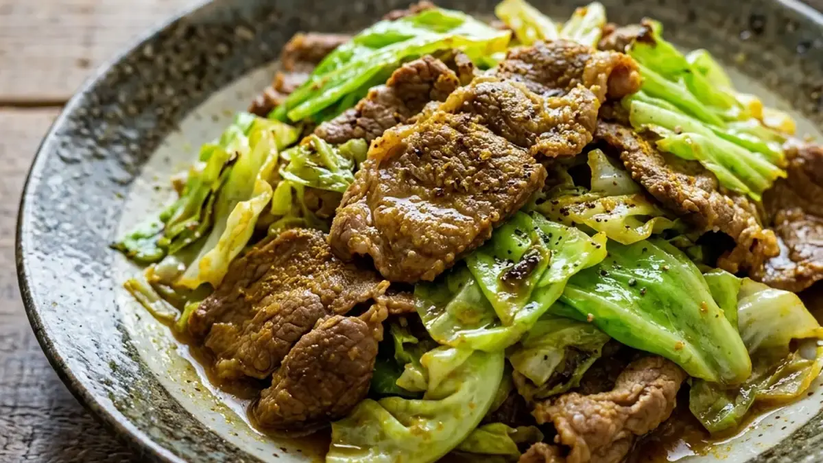 カレー風味の牛肉春キャベツ