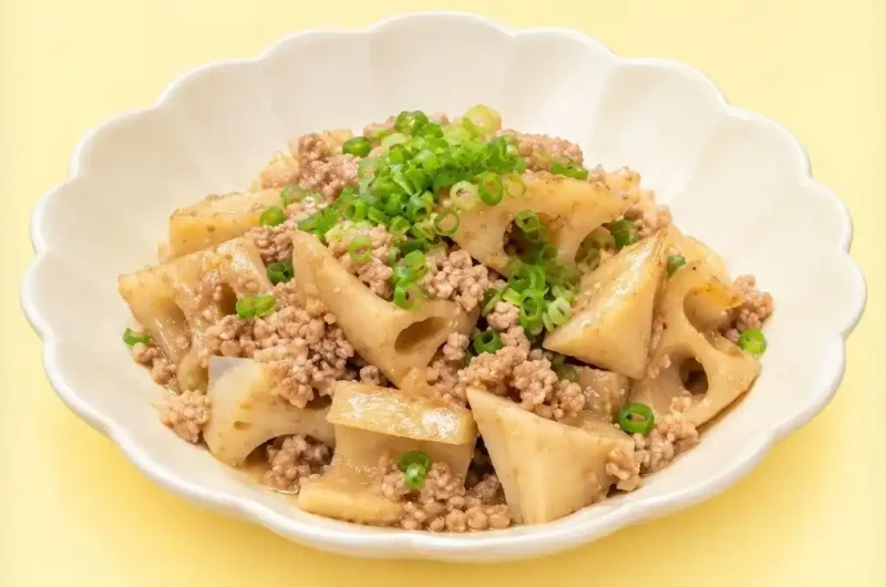 【きょうの料理】れんこんの豚みそそぼろのレシピ 吉田愛さんれんこんで秋のボリュームおかず