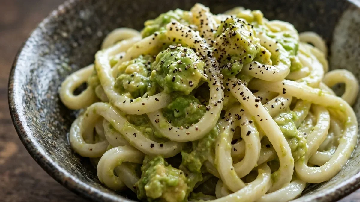 包丁を使わないアボカドうどん
