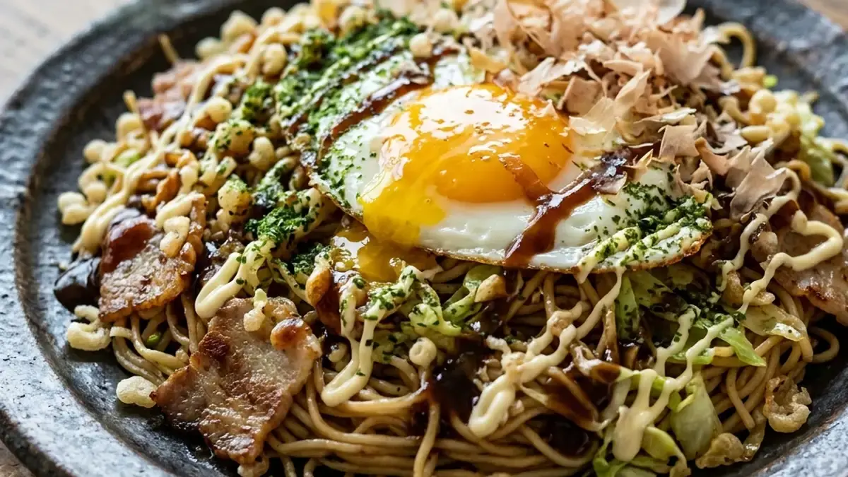 広島で食べたお好み焼きをそうめんで再現したかったやつ