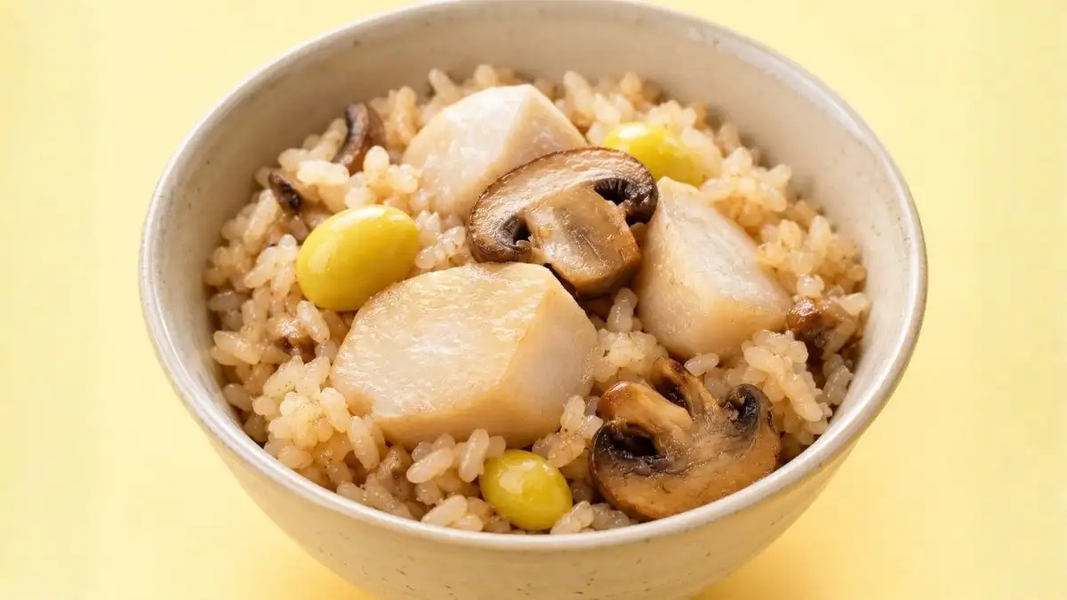 里芋とマッシュルームの炊き込みご飯